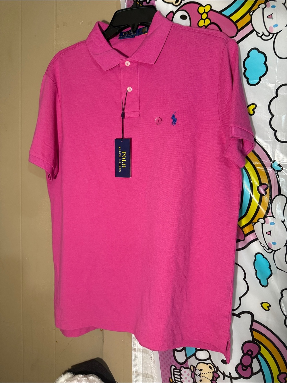 Ralph Lauren Bright Pink Polo with Navy Pony